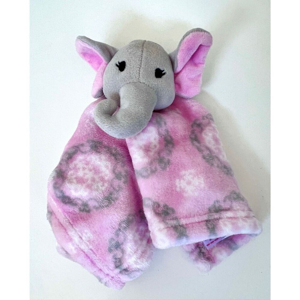 Hudson Baby HB Elephant Gray Pink Lovey Security Blanket Plush Toy